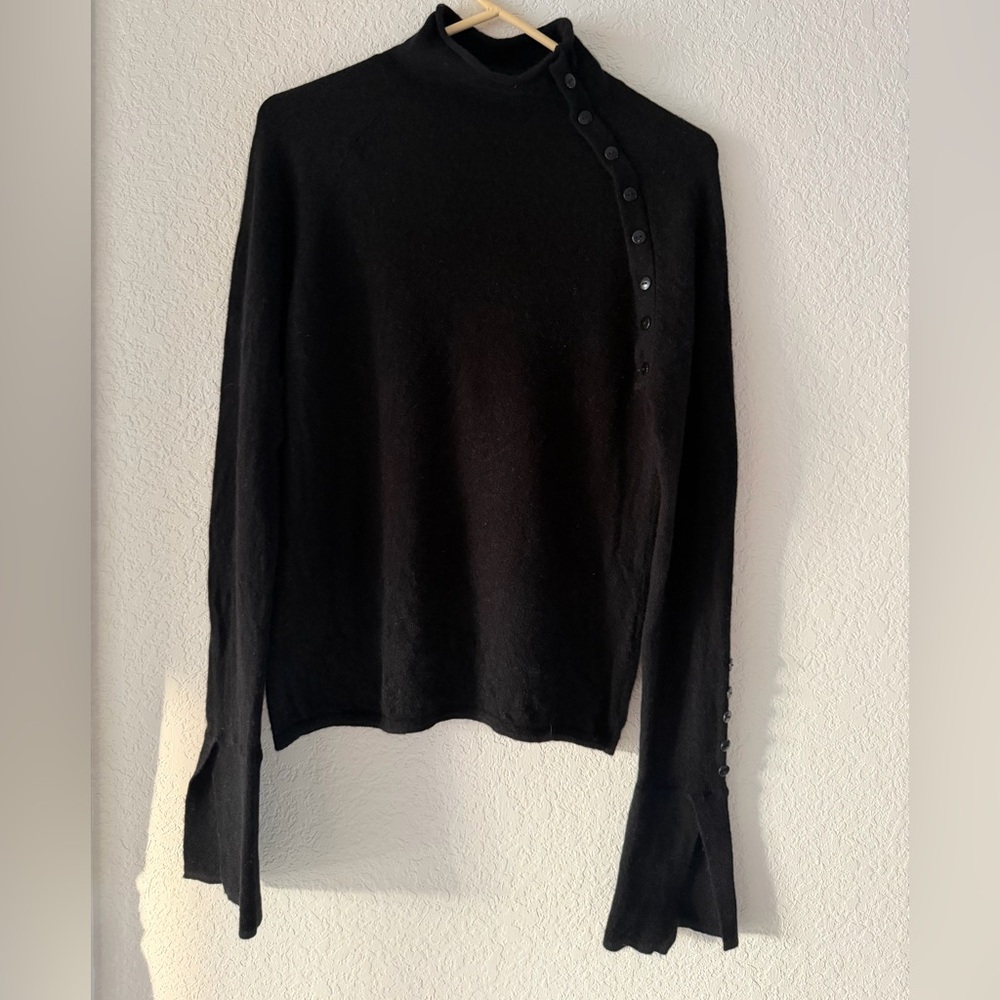 Karen Thomas New York Luxury Wool & Cashmere Mock Neck Sweater Size L